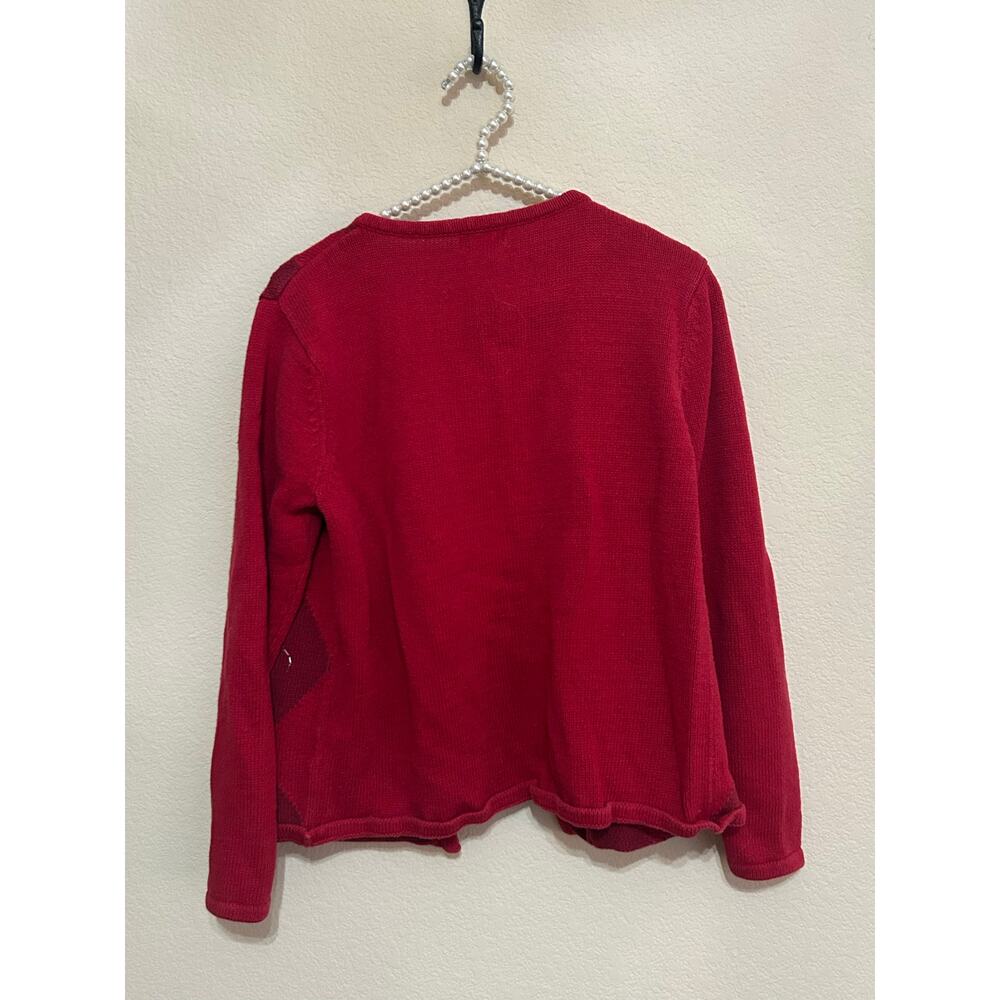 Vintage Red Christmas Sweater Cardigan Santa - Picture 7 of 7